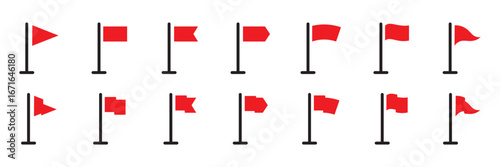 Different flag icons set. Black flags icons and pennants signs isolated on white background . eps 10 
