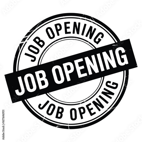 Circular stamp graphic announcing job opening