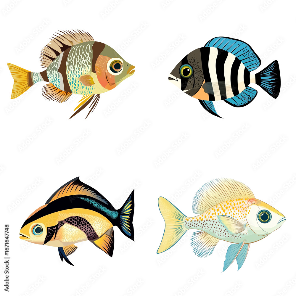 Naklejka premium Damselfish in a vector style, isolated white background