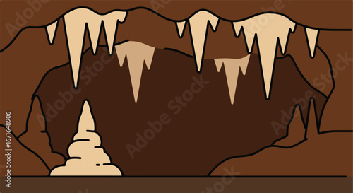 Drawing Stalactites/Stalagmites in Dark Cave (stylized)