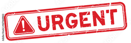 Red stamp with urgent warning symbol and text