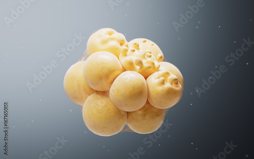 Fototapeta Naklejka Na Ścianę i Meble -  Breaking down of fat cells structure, 3d rendering.