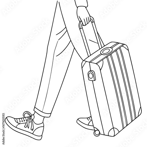 Illustration of a person walking with a suitcase, , perfect for travel and tourism related designs and illustrations