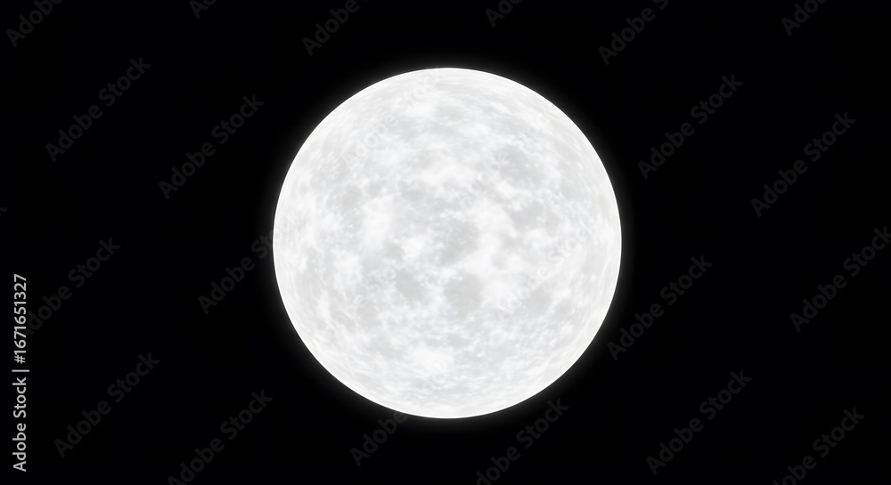 Fototapeta premium Full Moon White Celestial Orb Glowing Against Black Sky
