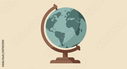 Studying Continents Globally A Globe on Table