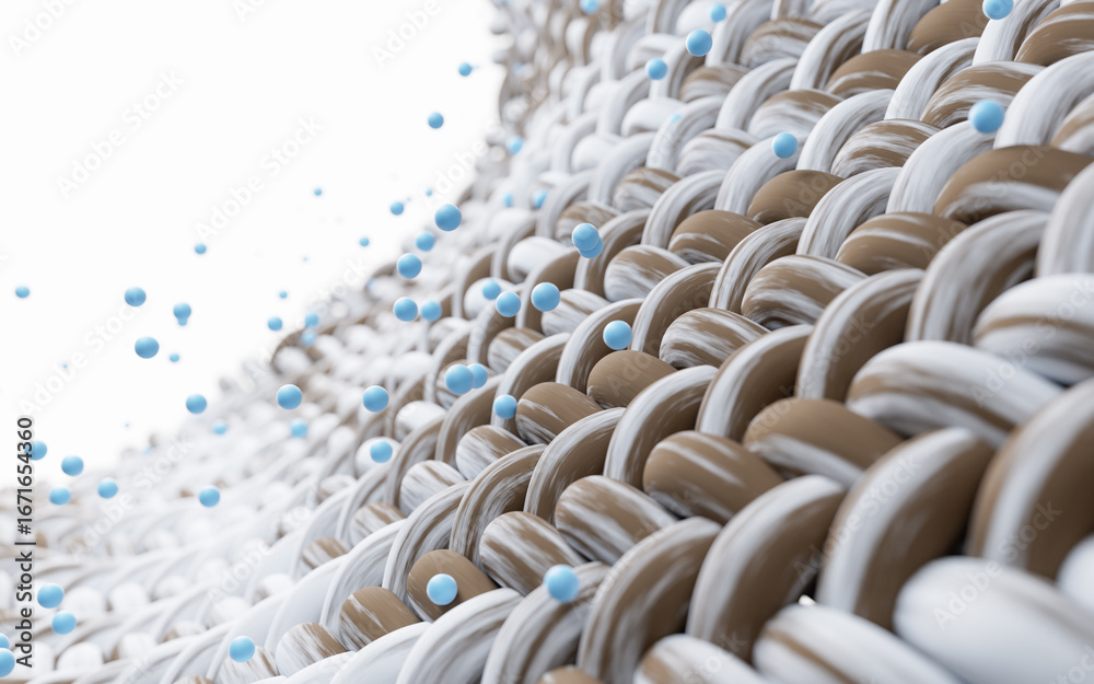 Fototapeta premium Cleaning the wave cloth with microscopic details, 3d rendering.