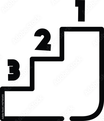 Illustration, vector, ranking, 1, 2, 3, rank, icon, black and white, table 