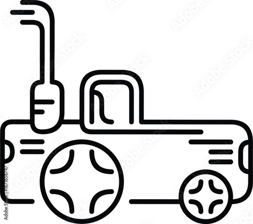 Illustration, vector, tractor, vehicle, icon, black and white 