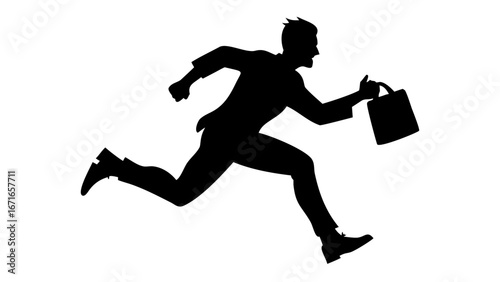 The Hustle Silhouette: A dynamic silhouette of a person swiftly sprinting forward, briefcase in hand, embodying ambition, speed, and the pursuit of success.
