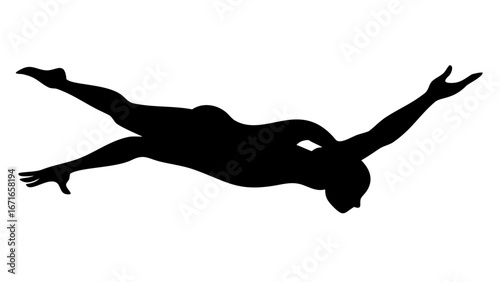 Dive Silhouette in Motion: Capturing the fluid grace of a swimmer in mid-dive, a dramatic silhouette showcases the artistry of motion. A compelling image of athleticism and dedication.