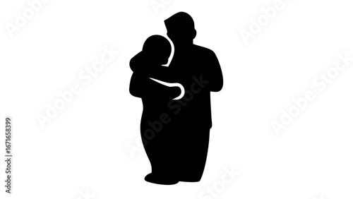 Embrace: A heartwarming silhouette of two figures locked in a loving embrace, conveying a sense of warmth, connection, and profound affection. 