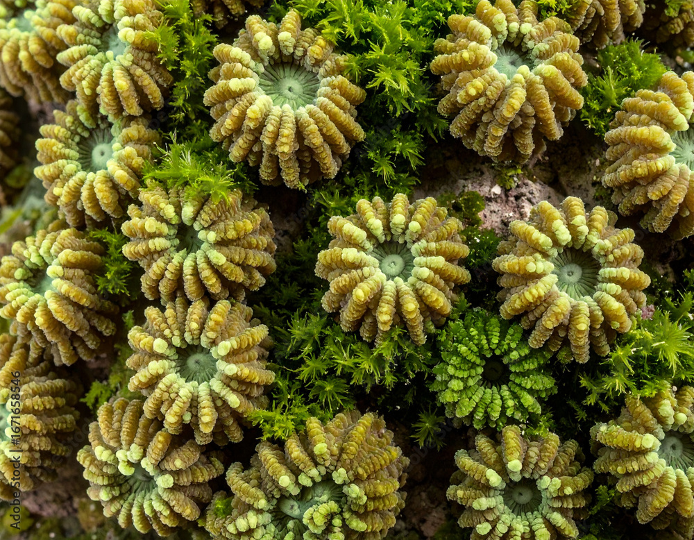Fototapeta premium Coral polyps underwater marine life
