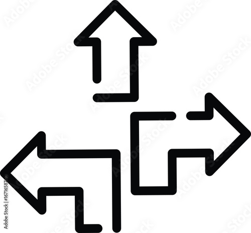 vectors, illustrations, icons for left, right, and up, black and white 