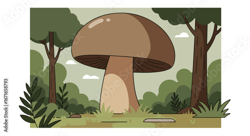 Mushroom Growing Wildly in the Forest