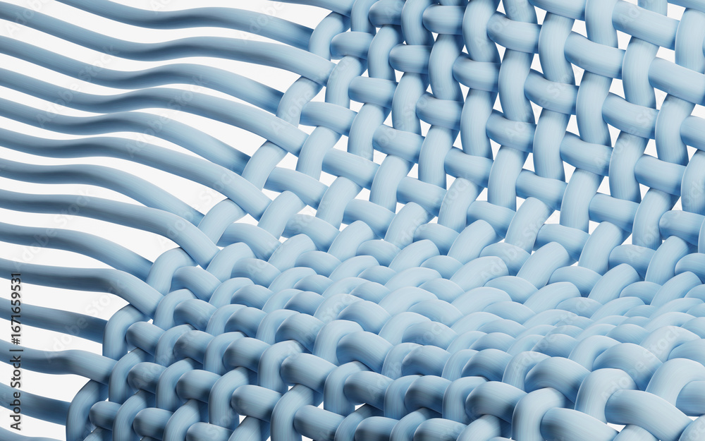 Obraz premium Blue wave cloth with microscopic detail, 3d rendering.