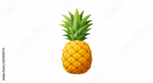 Fresh Tropical Pineapple Fruit Isolated on White Background. Sweet and Juicy Ananas, Healthy Food Vector Illustration for Summer Design