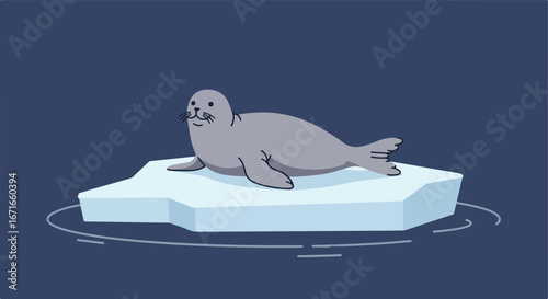 Seal Resting on Ice Floe in Arctic Waters