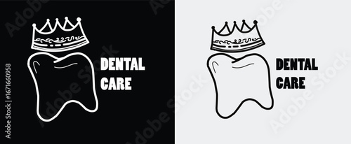Dental care symbol icon with crown