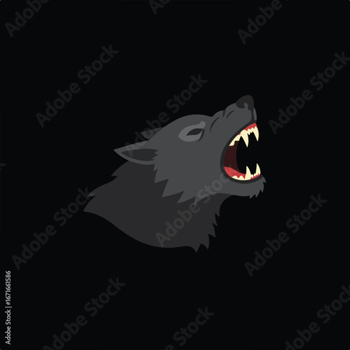 Wolf Howling in Darkness