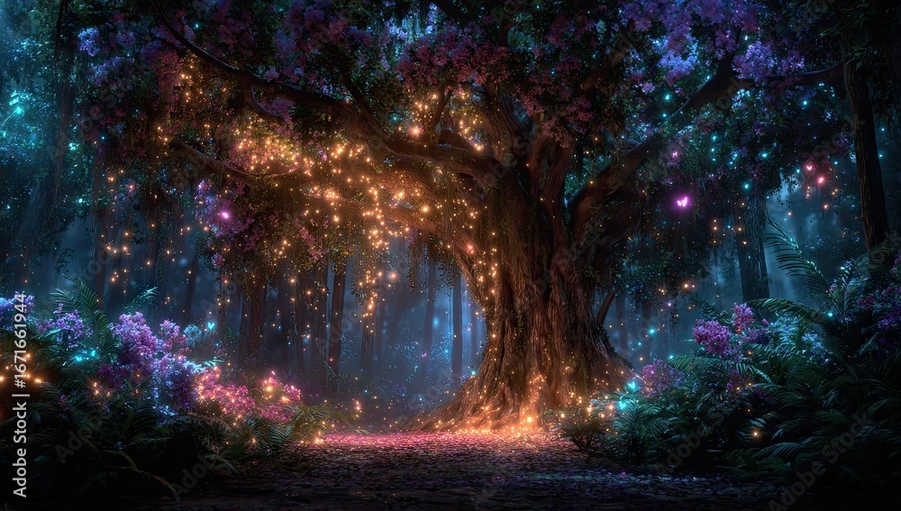 Fototapeta premium Magical Glowing Forest Portal