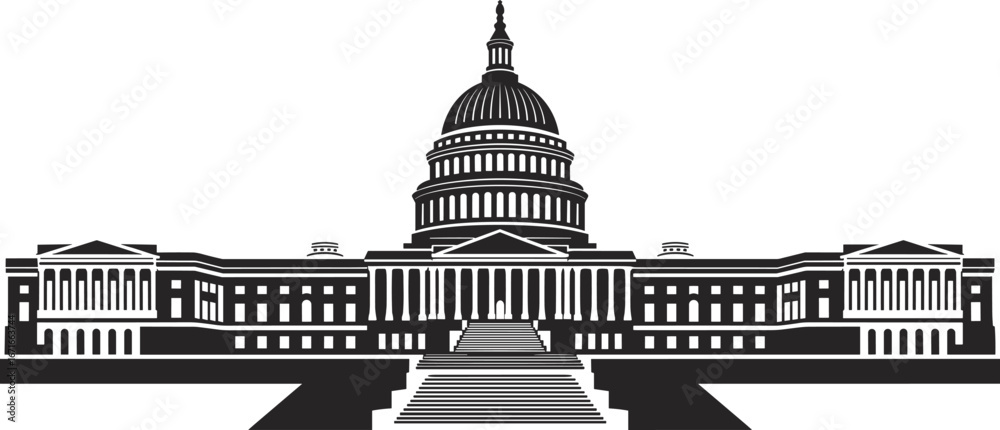 custom made wallpaper toronto digitalCapitol building silhouette vector, historic government architecture, political landmark illustration, classical dome structure in flat black style - flat vector illustration
