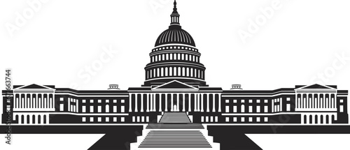 Wallpaper Mural Capitol building silhouette vector, historic government architecture, political landmark illustration, classical dome structure in flat black style - flat vector illustration Torontodigital.ca