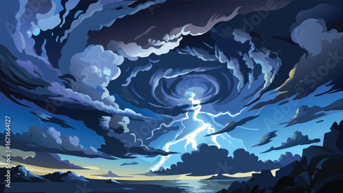 Fantasy stormy sky background. Vector illustration for your design.