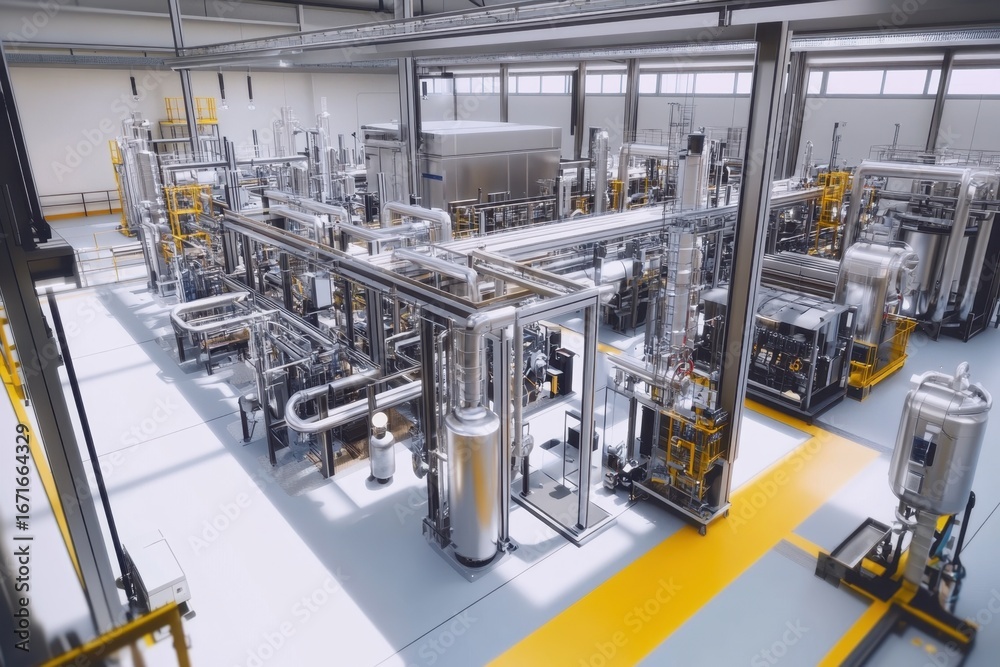 Naklejka premium Industrial site featuring cutting-edge manufacturing tech and production equipment