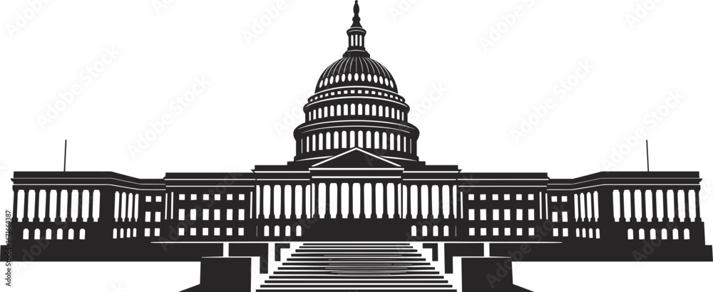 custom made wallpaper toronto digitalIconic government building with classical dome architecture, monumental US Capitol silhouette for politics, history, and federal structure themes - flat vector illustration