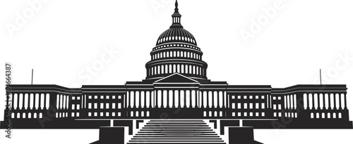 Wallpaper Mural Iconic government building with classical dome architecture, monumental US Capitol silhouette for politics, history, and federal structure themes - flat vector illustration Torontodigital.ca
