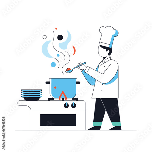 Professional chef preparing delicious meal in a modern kitchen with culinary expertise