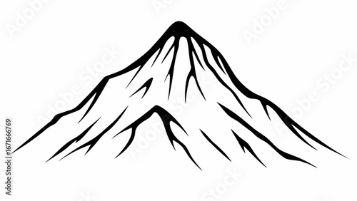 Striking mountain peak silhouette, perfect for adventure logos and outdoor branding, originally scalable vector art