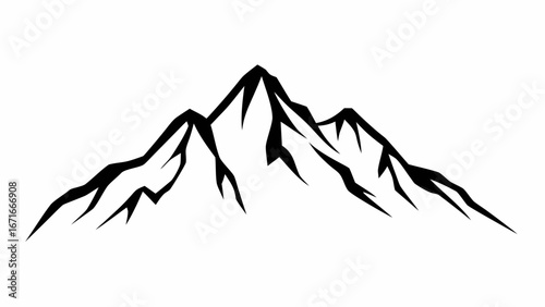 Bold black mountain range silhouette for adventure and nature themes, evoking strength and exploration.