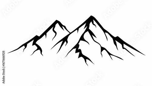 Bold black mountain peaks evoke adventure and natural beauty for exploration and outdoor themes.