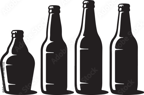 Beer bottle vector icon set