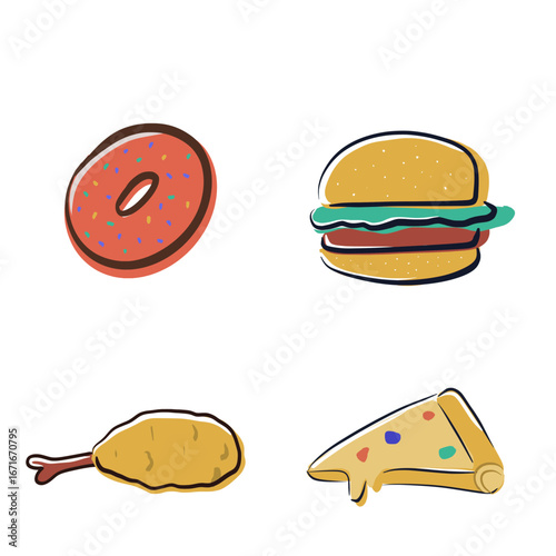 Vector design of tasty unhealthy junk food snack