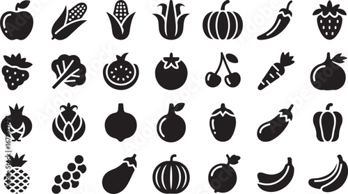 Fruit berry vegetable food glyph icon vector