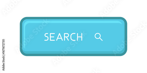 Blue CTA button with text: Search and magnifier icon.