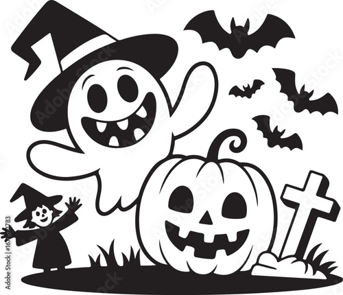 Halloween ghosts silhouette