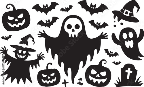 Halloween ghosts silhouette
