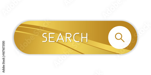 Golden CTA button with text: Search and magnifier icon.