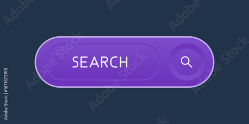 CTA button with text: Search and magnifier icon.