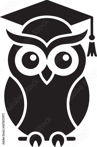 Owl with a Graduation Cap Silhouette