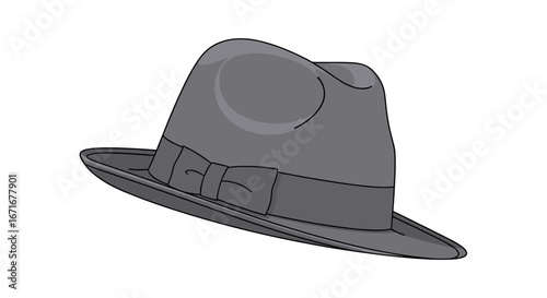 A stylish grey fedora hat with a black band and a classic design for mens fashion and formal wear
