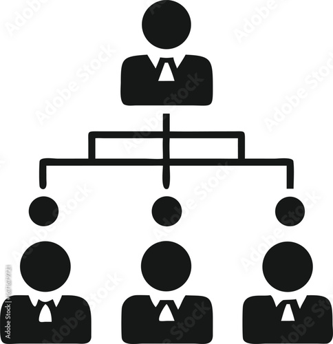 Simple hierarchical organizational chart represents business management and clear company structure showing employee relationships