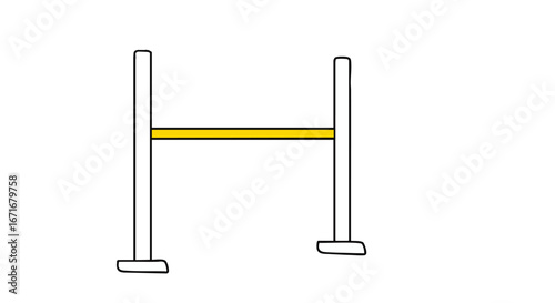 Simple vector graphic of a yellow high jump bar on white standards, symbolizing athletic competition, track and field events, and agility challenges