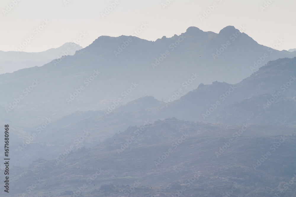 Obraz premium Mountains of the Peneda Geres National Park from the Paradela marsh, Portugal