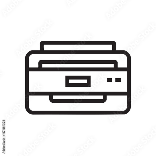 A black and white line drawing of a printer.