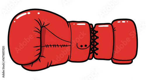 Vector illustration of a classic red boxing glove, a powerful symbol of competitive fighting, combat sports, and athletic training. Isolated graphic element