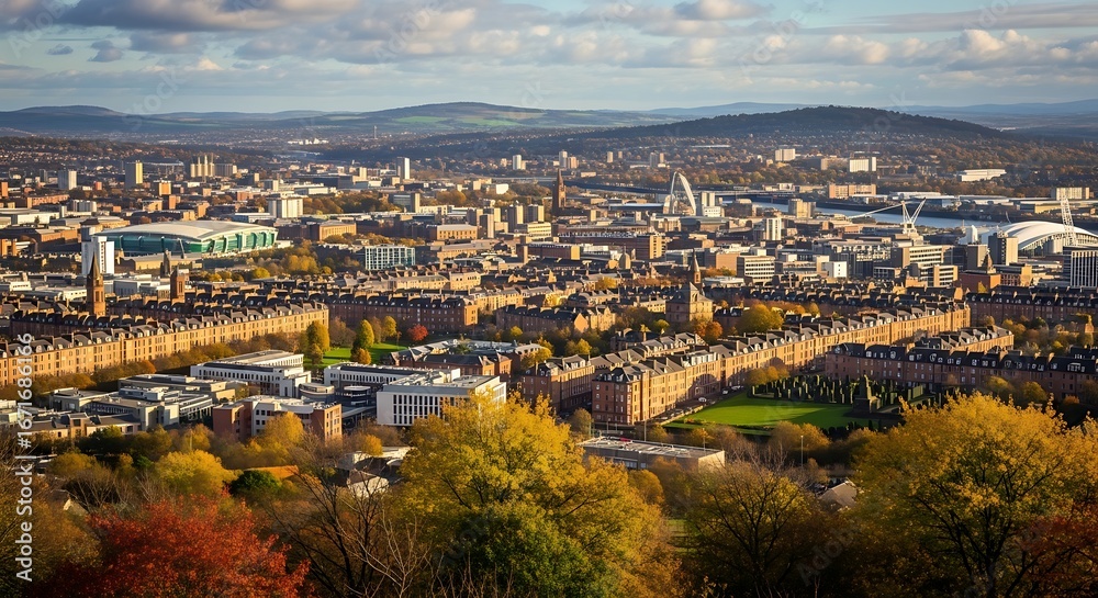Obraz premium Panoramic View of Edinburgh, Scotland Cityscape.